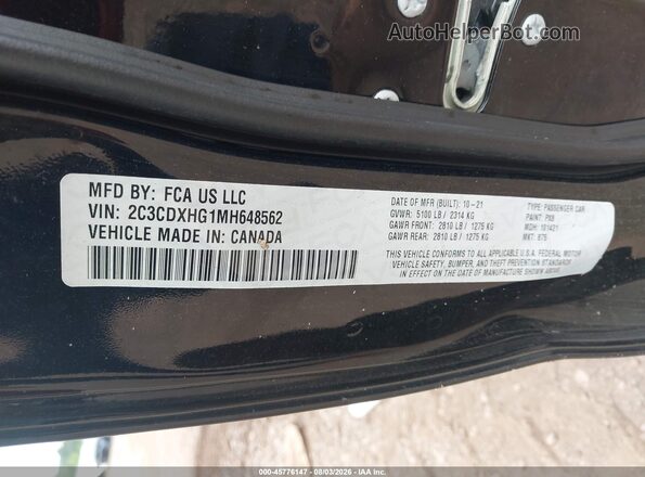 2C3CDXHG1MH648562 2021 DODGE CHARGER Black Widok komory silnika