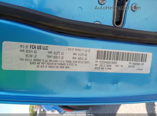 2C3CDXHG2GH126978 2016 DODGE CHARGER Blue Շարժիչի բաժամունքի տեսք