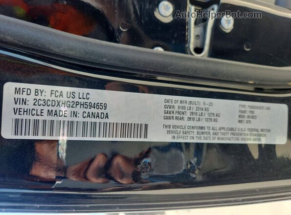 2C3CDXHG2PH594659 2023 DODGE CHARGER Black VIN sticker view