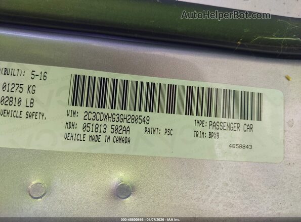 2C3CDXHG3GH280549 2016 DODGE CHARGER Silver Widok komory silnika