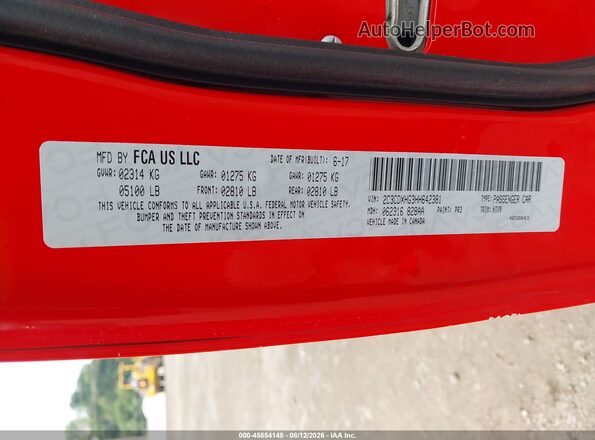 2C3CDXHG3HH642381 2017 DODGE CHARGER Red Widok komory silnika