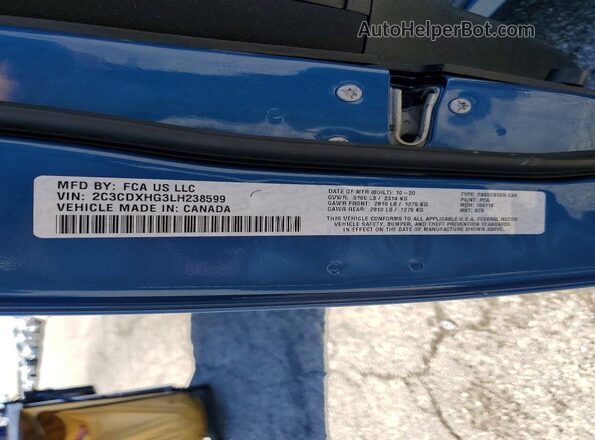 2C3CDXHG3LH238599 2020 DODGE CHARGER Blue Engine compartment view