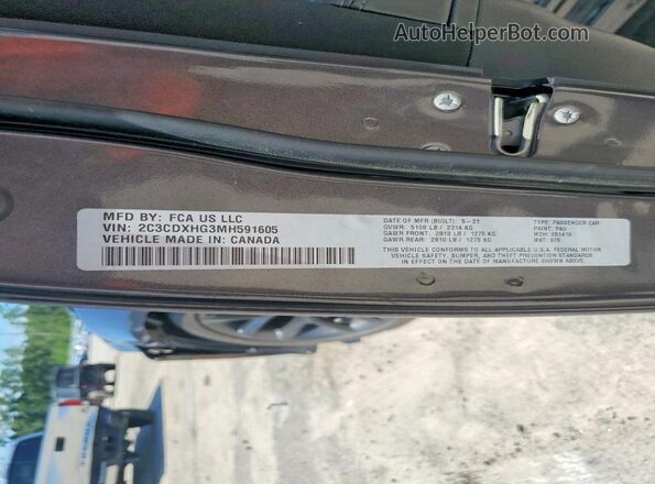 2C3CDXHG3MH591605 2021 DODGE CHARGER Серый Вид подкапотного пространства