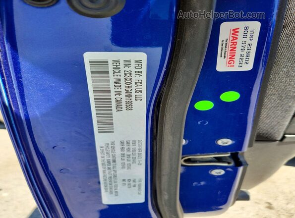 2C3CDXHG4NH192638 2022 DODGE CHARGER Blue Vista del compartimento del motor