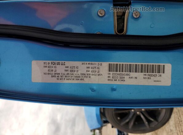 2C3CDXHG5GH210843 2016 DODGE CHARGER Blue VIN կոդի պիտակի տեսք