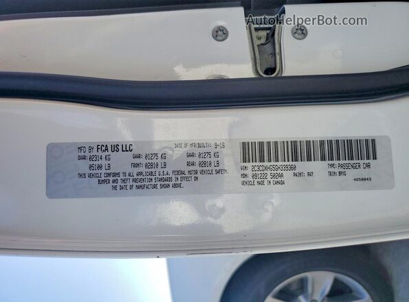2C3CDXHG5GH339360 2016 DODGE CHARGER Белый Вид подкапотного пространства