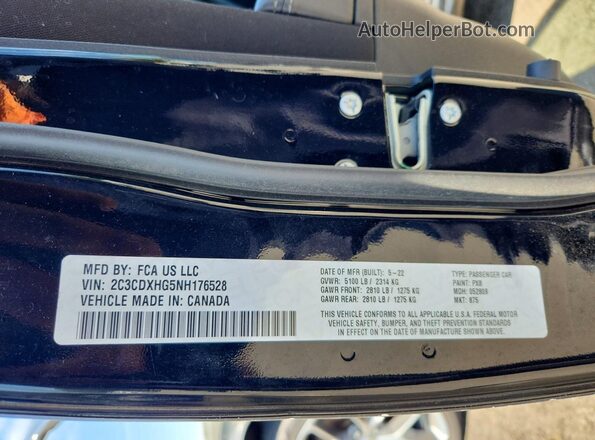 2C3CDXHG5NH176528 2022 DODGE CHARGER Black Vista de la etiqueta del VIN