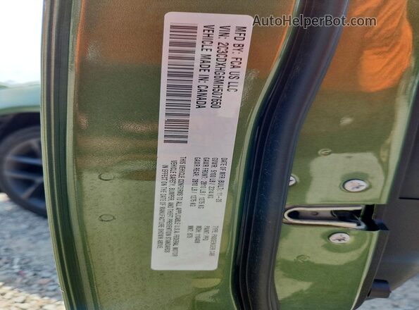 2C3CDXHG6MH507650 2021 DODGE CHARGER Зеленый Вид наклейки с VIN-кодом