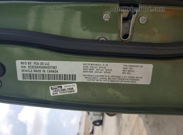2C3CDXHG6NH227907 2022 DODGE CHARGER Зеленый Вид подкапотного пространства