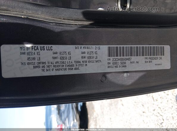 2C3CDXHG8GH204857 2016 DODGE CHARGER Gray Widok komory silnika