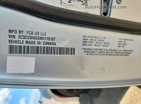 2C3CDXHGXNH176167 2022 DODGE CHARGER Silver Շարժիչի բաժամունքի տեսք