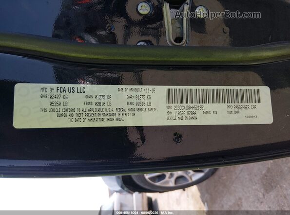 2C3CDXJG0HH521351 2017 DODGE CHARGER Черный Вид подкапотного пространства