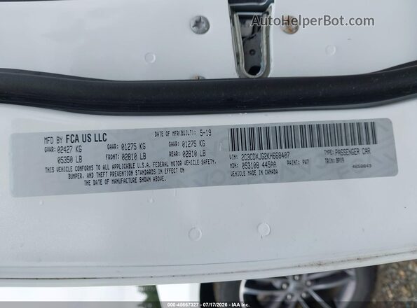 2C3CDXJG2KH668407 2019 DODGE CHARGER White Շարժիչի բաժամունքի տեսք