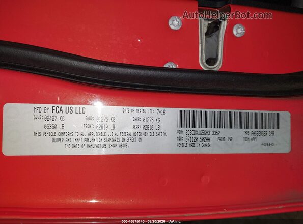 2C3CDXJG5GH313352 2016 DODGE CHARGER Orange Engine compartment view