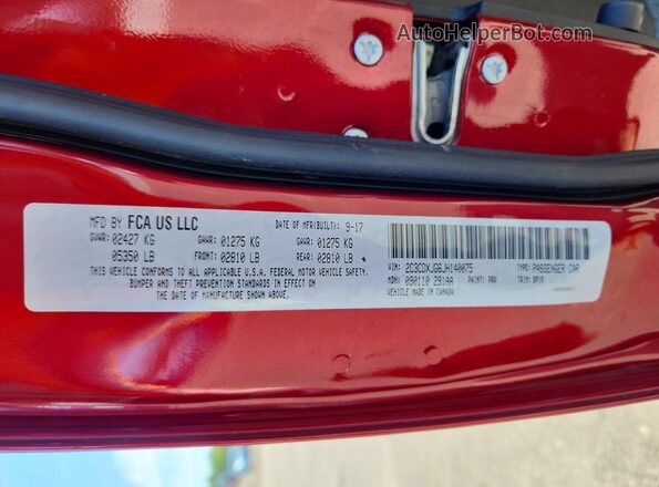 2C3CDXJG6JH140075 2018 DODGE CHARGER Burgundy Vista del compartimento del motor