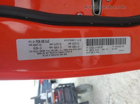 2C3CDXJG7GH341797 2016 DODGE CHARGER Orange Engine compartment view