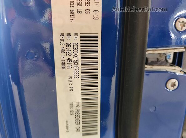2C3CDXKT5KH676822 2019 DODGE CHARGER Blue Вид підкапотного простору
