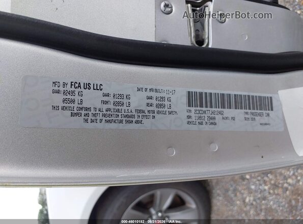 2C3CDXKT7JH212462 2018 DODGE CHARGER Серебряный Вид подкапотного пространства