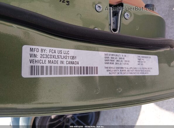 2C3CDXL97LH211351 2020 DODGE CHARGER Green Widok komory silnika