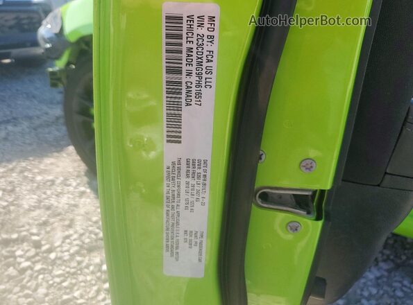 2C3CDXMG9PH616517 2023 DODGE CHARGER Green VIN կոդի պիտակի տեսք