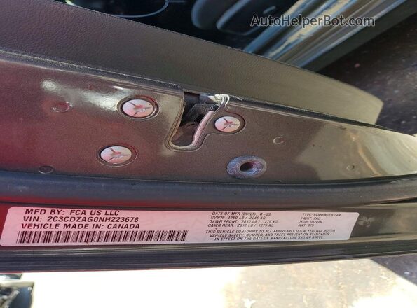 2C3CDZAG0NH223678 2022 DODGE CHALLENGER Gray VIN sticker view