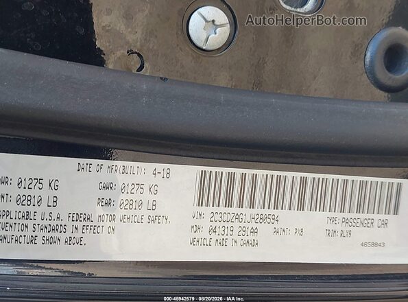 2C3CDZAG1JH280594 2018 DODGE CHALLENGER Черный Вид подкапотного пространства