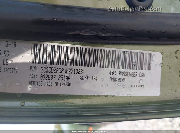 2C3CDZAG2JH271323 2018 DODGE CHALLENGER Green Вид підкапотного простору