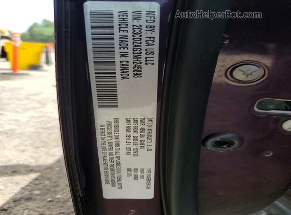 2C3CDZAG3NH245898 2022 DODGE CHALLENGER Purple VIN sticker view