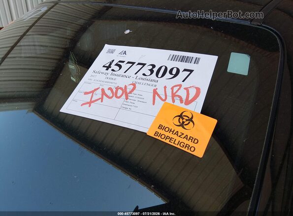 2C3CDZAG4HH540710 2017 DODGE CHALLENGER Черный Вид салона спереди