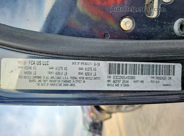 2C3CDZAG5JH333863 2018 DODGE CHALLENGER Charcoal Widok naklejki z numerem VIN