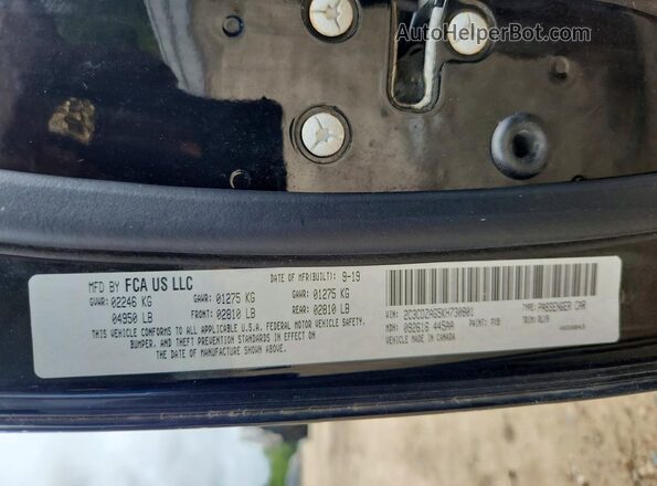 2C3CDZAG5KH730801 2019 DODGE CHALLENGER Black Widok komory silnika