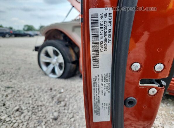 2C3CDZAG5MH533288 2021 DODGE CHALLENGER Оранжевый Вид наклейки с VIN-кодом