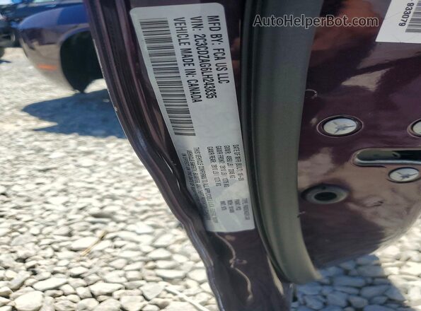 2C3CDZAG6LH243835 2020 DODGE CHALLENGER Purple ძრავის განყოფილების ხედი
