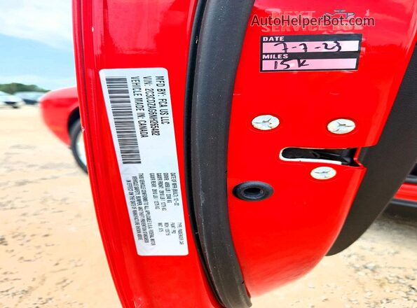 2C3CDZAG6NH265482 2022 DODGE CHALLENGER Red VIN կոդի պիտակի տեսք