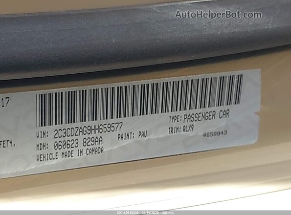 2C3CDZAG9HH659577 2017 DODGE CHALLENGER Tan Vista del compartimento del motor