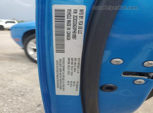 2C3CDZAGXPH610967 2023 DODGE CHALLENGER Blue Vista de la etiqueta del VIN