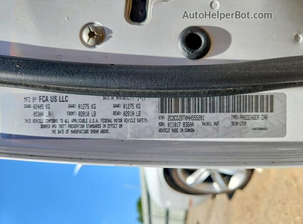 2C3CDZBT0HH555281 2017 DODGE CHALLENGER Белый Вид подкапотного пространства