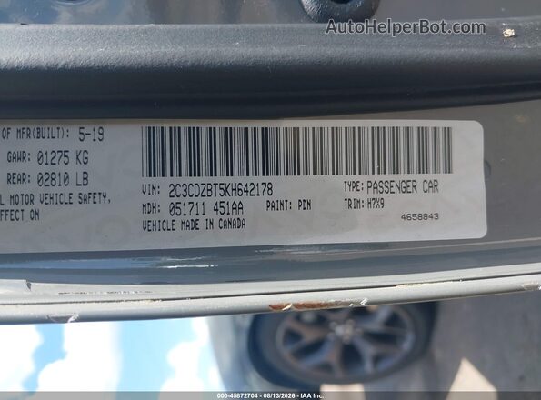 2C3CDZBT5KH642178 2019 DODGE CHALLENGER Gray Շարժիչի բաժամունքի տեսք