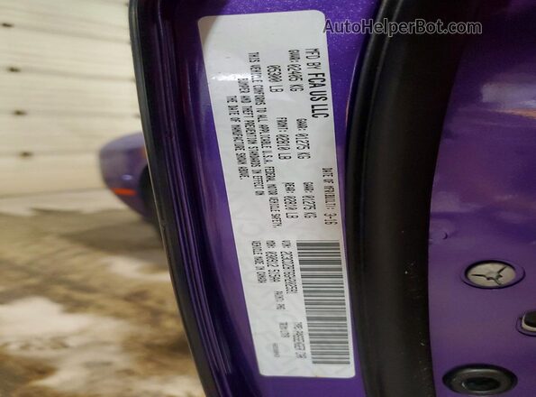 2C3CDZBT6GH202591 2016 DODGE CHALLENGER Purple Vista de la etiqueta del VIN