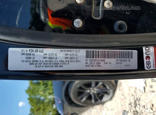 2C3CDZBT6JH199828 2018 DODGE CHALLENGER Black Widok naklejki z numerem VIN