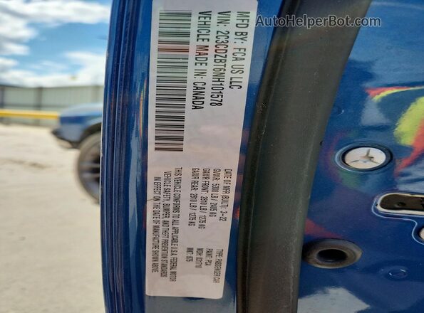 2C3CDZBT6NH101578 2022 DODGE CHALLENGER Blue Vista de la etiqueta del VIN