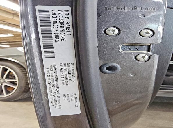 2C3CDZBT7PH570455 2023 DODGE CHALLENGER Gray Vista de la etiqueta del VIN