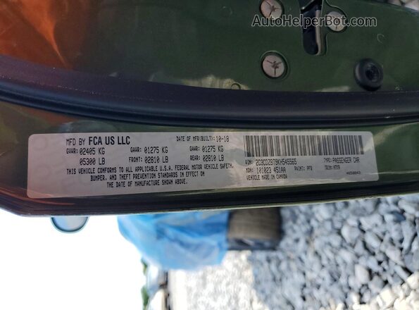 2C3CDZBT9KH545565 2019 DODGE CHALLENGER Green Widok naklejki z numerem VIN