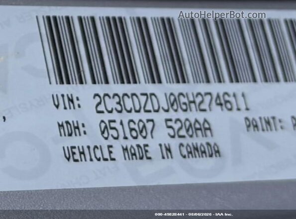 2C3CDZDJ0GH274611 2016 DODGE CHALLENGER Gray Շարժիչի բաժամունքի տեսք