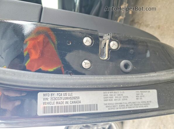 2C3CDZFJ0MH539259 2021 DODGE CHALLENGER Черный Вид подкапотного пространства