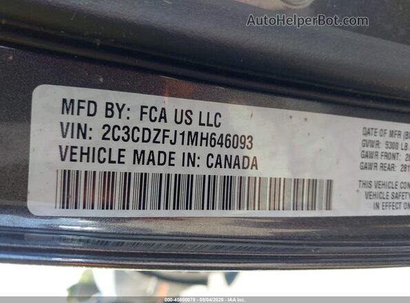 2C3CDZFJ1MH646093 2021 DODGE CHALLENGER Gray Engine compartment view