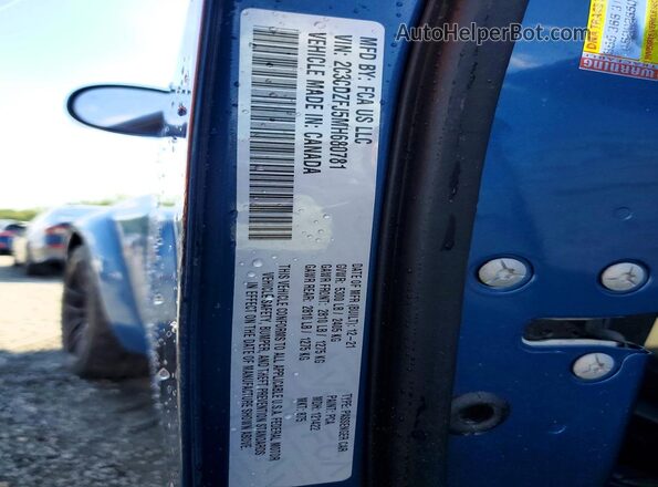 2C3CDZFJ5MH680781 2021 DODGE CHALLENGER Blue Widok naklejki z numerem VIN