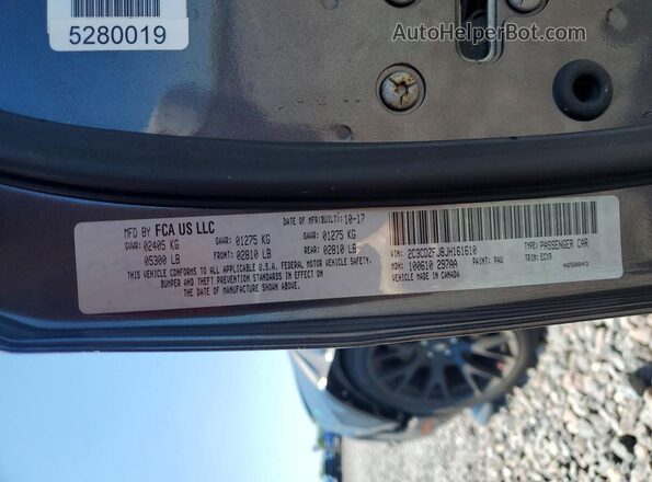 2C3CDZFJ8JH161610 2018 DODGE CHALLENGER Charcoal ძრავის განყოფილების ხედი