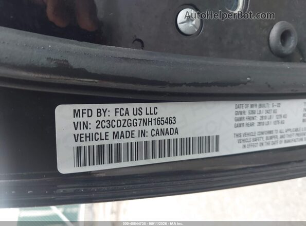 2C3CDZGG7NH165463 2022 DODGE CHALLENGER Black Вид підкапотного простору