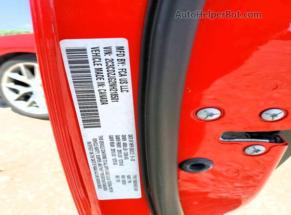 2C3CDZJG2NH218501 2022 DODGE CHALLENGER Red Շարժիչի բաժամունքի տեսք